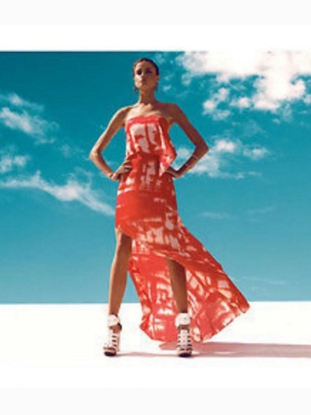 BCBGMaxAzria Pink Orange Red Daniella Tie Dye Maxi Dress